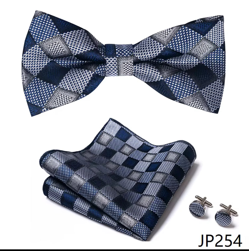 Slim Tie Set Men Bow Tie and Pocket Square Bowtie Necktie Cravate Handkerchief Man Corbatas Hombre Pajarita Fit Wedding