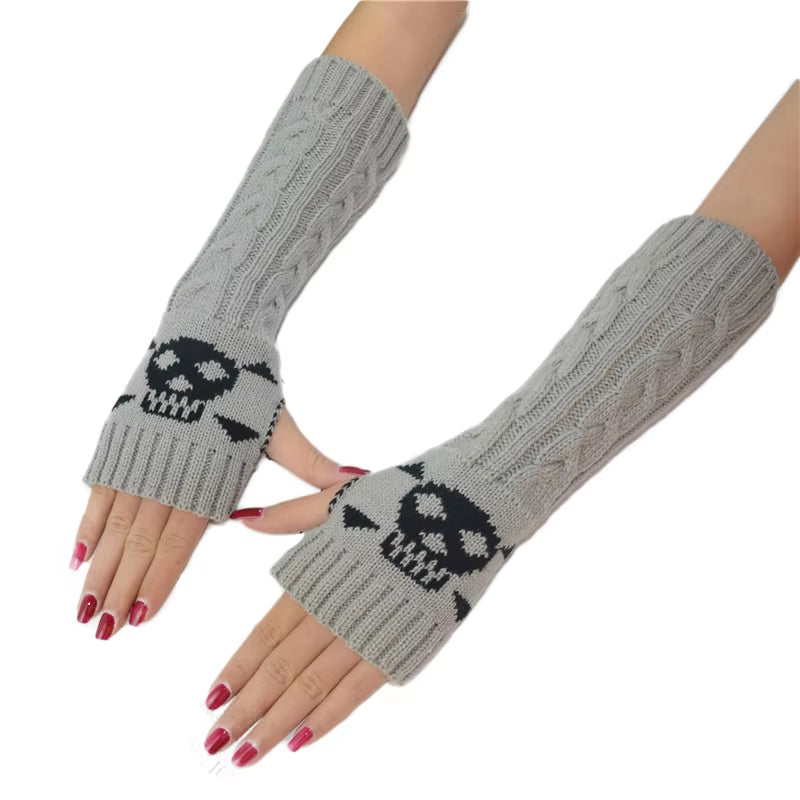 Fashion Women Winter Gloves Wrist Arm Hand Warmer Knitted Long Fingerless Gloves Mitten Stretch Solid Touch Screen Gloves Gothic