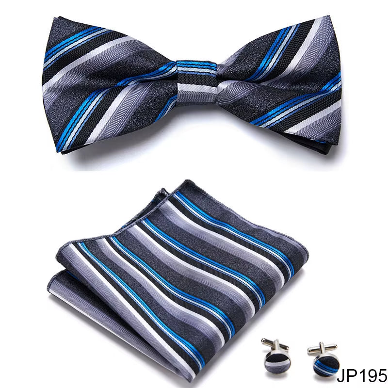 Slim Tie Set Men Bow Tie and Pocket Square Bowtie Necktie Cravate Handkerchief Man Corbatas Hombre Pajarita Fit Wedding