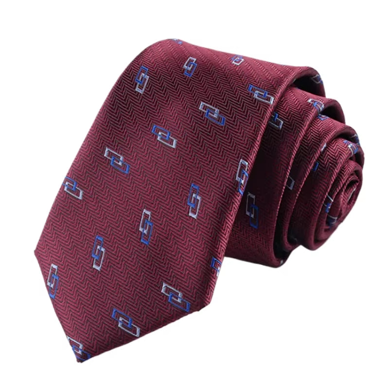 Fashion Neckties Classic Men'S Striped Retra Navy Bule Red Business Wedding Ties Jacquard Woven Silk Men Solid Tie Neck Ties