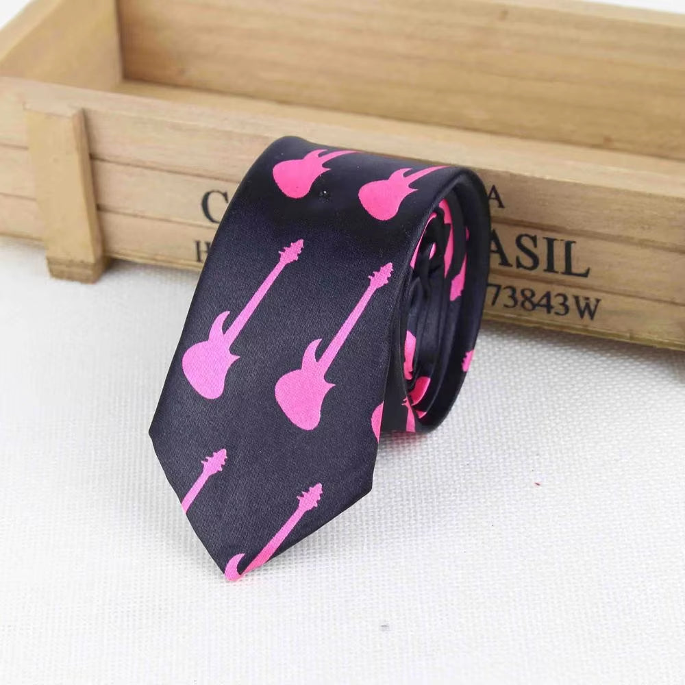 New Style Men'S Fashion Neckties Helloween Festival Christmas Tie Soft Designer Character Necktie Music Score Piano Guitar