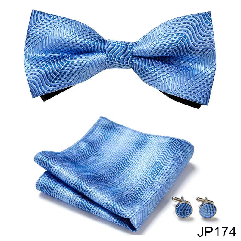 Slim Tie Set Men Bow Tie and Pocket Square Bowtie Necktie Cravate Handkerchief Man Corbatas Hombre Pajarita Fit Wedding