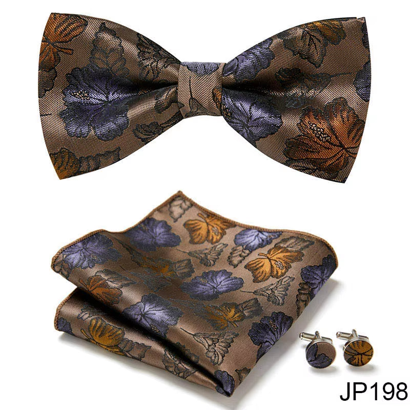 Slim Tie Set Men Bow Tie and Pocket Square Bowtie Necktie Cravate Handkerchief Man Corbatas Hombre Pajarita Fit Wedding