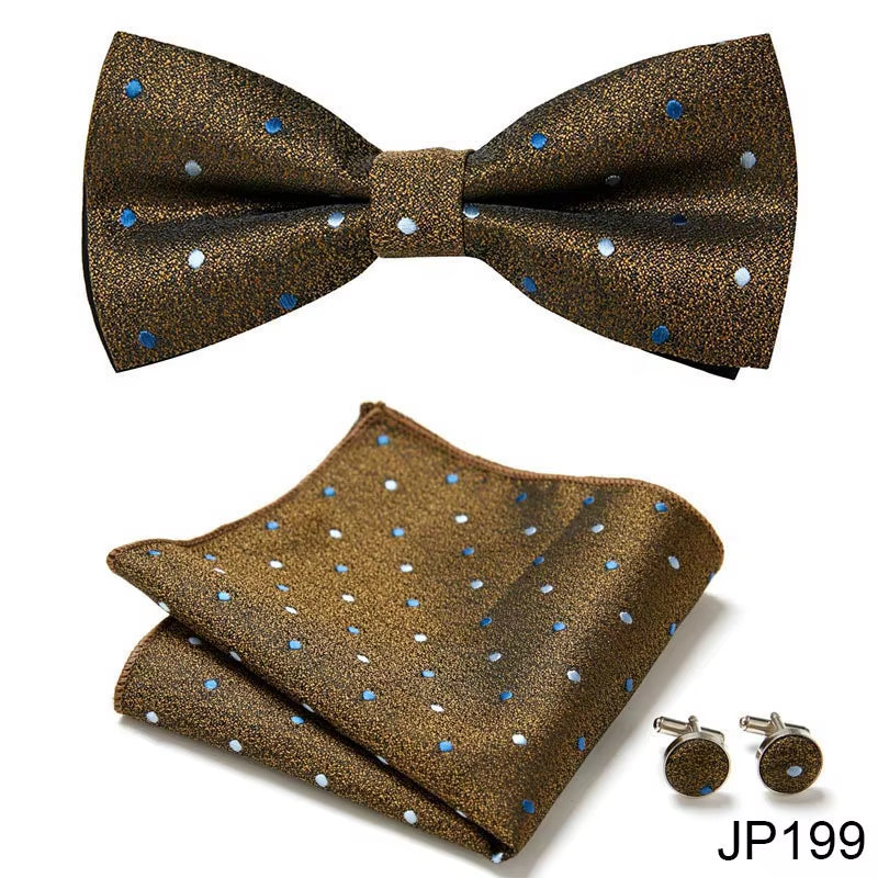 Slim Tie Set Men Bow Tie and Pocket Square Bowtie Necktie Cravate Handkerchief Man Corbatas Hombre Pajarita Fit Wedding