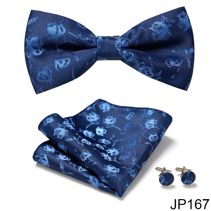 Slim Tie Set Men Bow Tie and Pocket Square Bowtie Necktie Cravate Handkerchief Man Corbatas Hombre Pajarita Fit Wedding