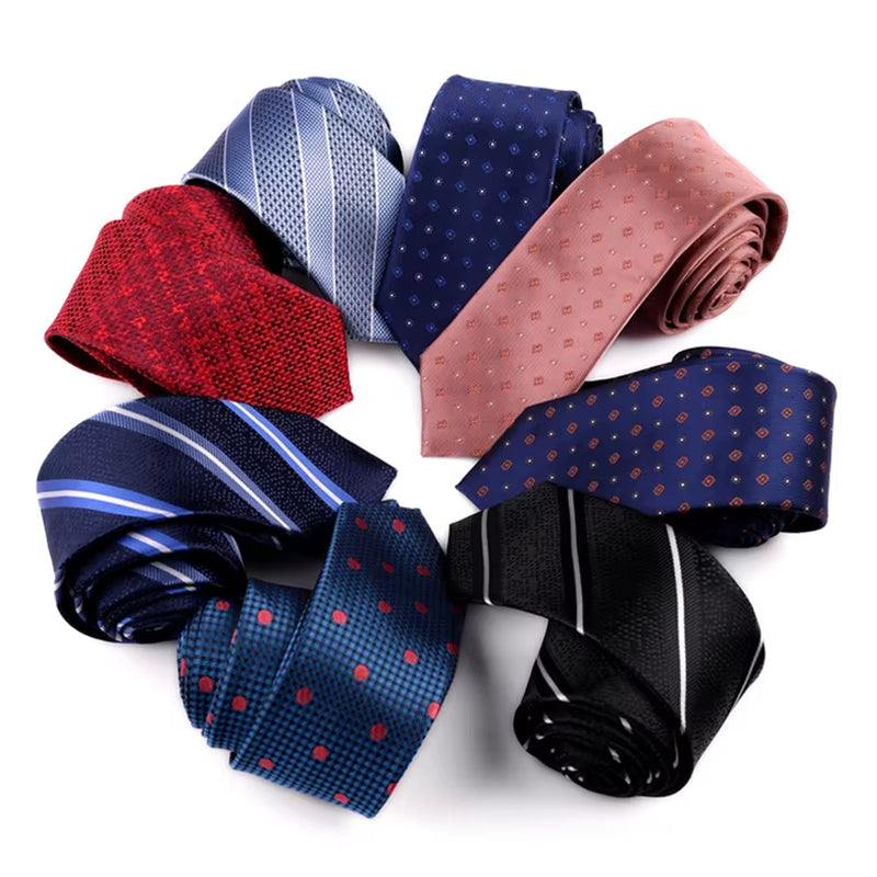 Fashion Neckties Classic Men'S Striped Retra Navy Bule Red Business Wedding Ties Jacquard Woven Silk Men Solid Tie Neck Ties