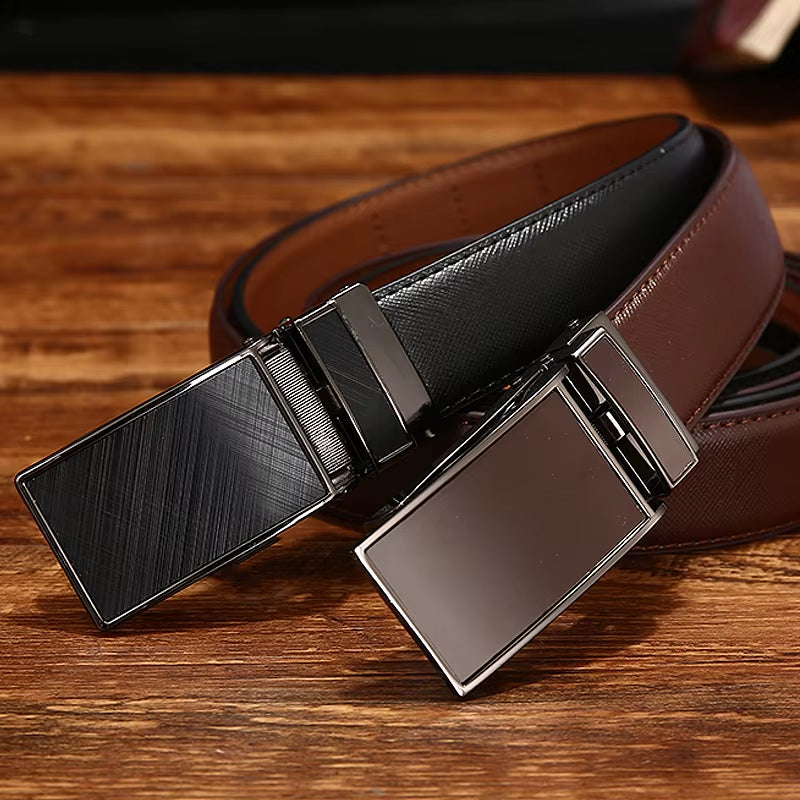 []Belt Male Men'S Belt Genuine Leather Strap Luxury Brand Automatic Buckle Belts for Men Belts Cummerbunds Cinturon Hombre