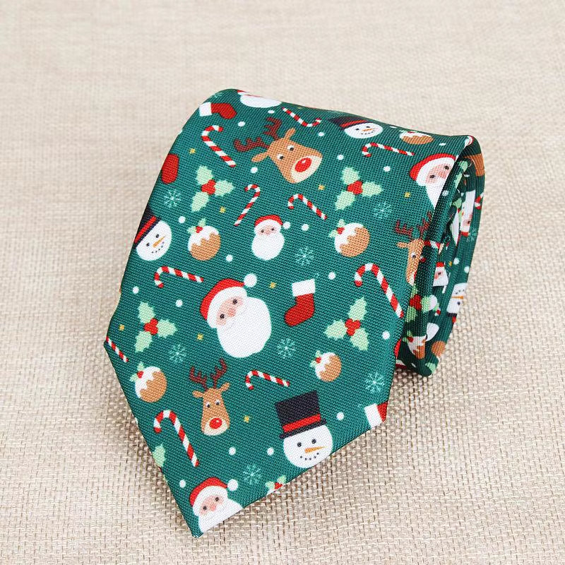 Hot New Sell Christmas Tie Men'S Fashion Casual Snowflake Print Polyester Neck Ties for Man Professional Pattern Necktie 8Cm