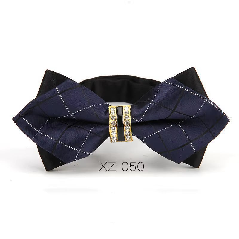 Luxury Boutique Fashion Metal Bow Ties for Men Bowtie Women Wedding Party Butterfly Bowties Gravata Slim Blue Burgundy