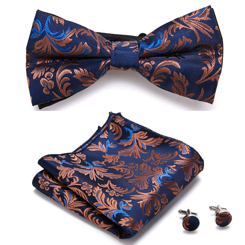 Slim Tie Set Men Bow Tie and Pocket Square Bowtie Necktie Cravate Handkerchief Man Corbatas Hombre Pajarita Fit Wedding