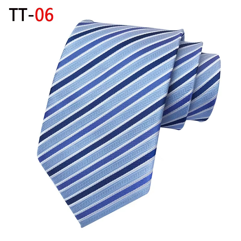 New 8Cm Striped Dark Tie Business Casual Silk Luxury Mens Neck Ties Wedding Party Neck Tie Formal Dress Neck Tie