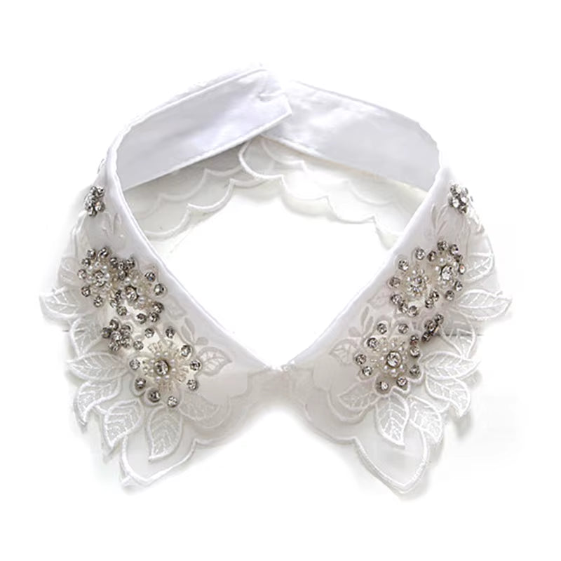 Hollow Fake Collar Embroidered Flowers Fake Collar Cotton White Shawl Doll False Collar Decorative Shirt Collar Detachable Shawl