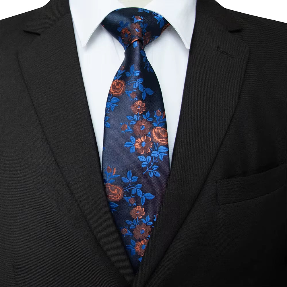 New Designs Classic Silk Men Tie Floral Rose 8Cm Red Jacquard Necktie Gravata Ties for Men Formal Wear Business Wedding