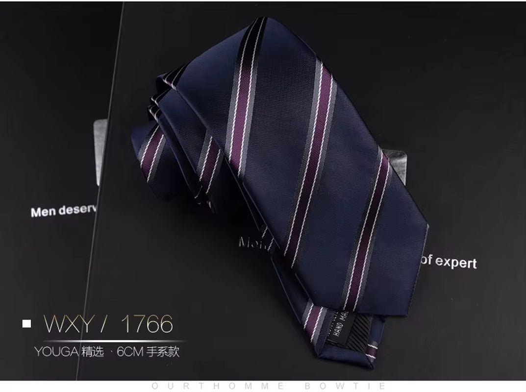 Fashion Neckties Classic Men'S Striped Retra Navy Bule Red Business Wedding Ties Jacquard Woven Silk Men Solid Tie Neck Ties