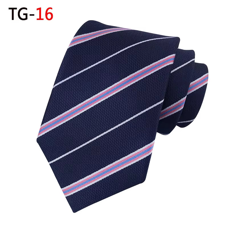 New 8Cm Striped Dark Tie Business Casual Silk Luxury Mens Neck Ties Wedding Party Neck Tie Formal Dress Neck Tie