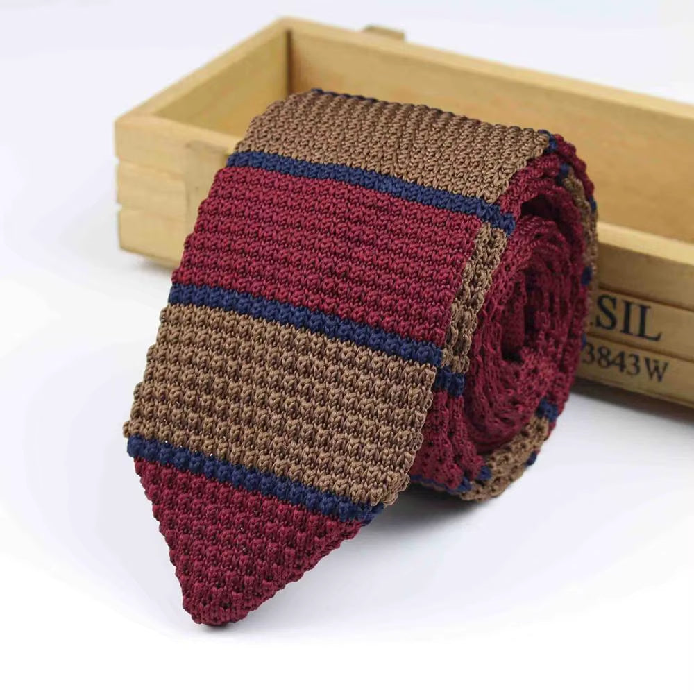 New Knitted Necktie Knit Leisure Triangle Striped Tie Normal Sharp Corner Neck Ties Men Classic Woven Designer Cravat