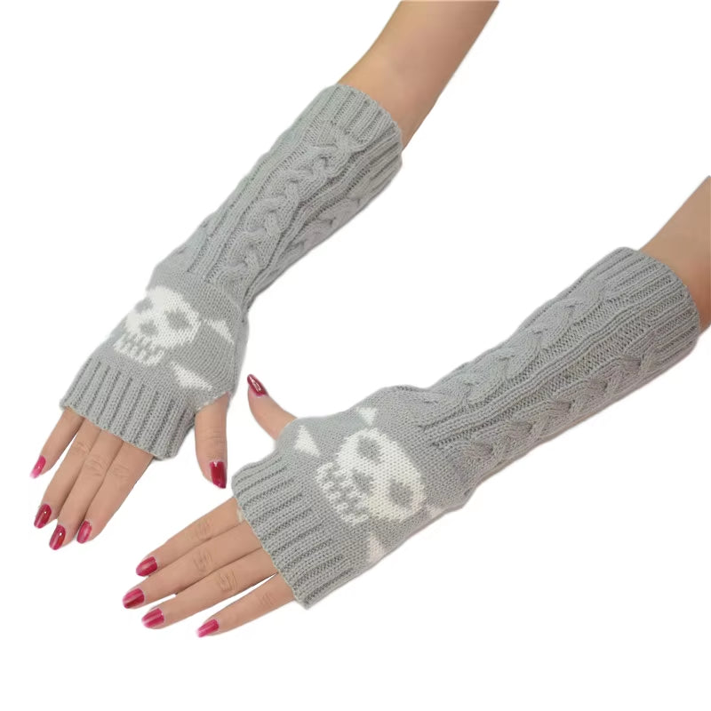 Fashion Women Winter Gloves Wrist Arm Hand Warmer Knitted Long Fingerless Gloves Mitten Stretch Solid Touch Screen Gloves Gothic