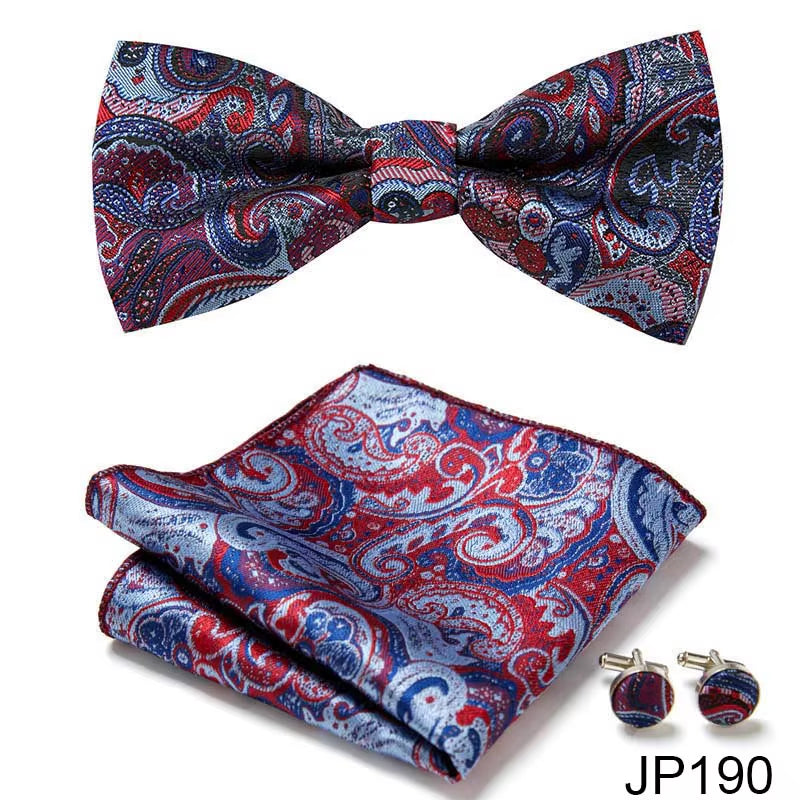 Slim Tie Set Men Bow Tie and Pocket Square Bowtie Necktie Cravate Handkerchief Man Corbatas Hombre Pajarita Fit Wedding