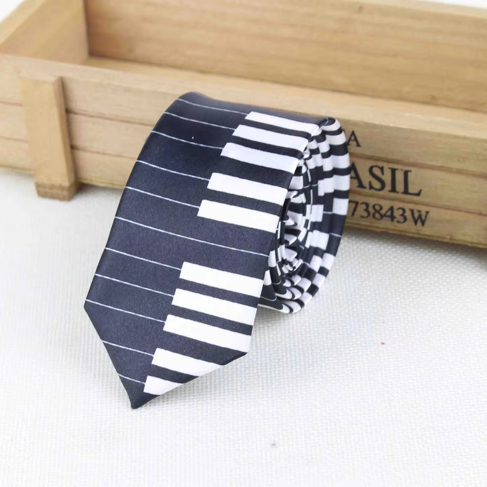 New Style Men'S Fashion Neckties Helloween Festival Christmas Tie Soft Designer Character Necktie Music Score Piano Guitar