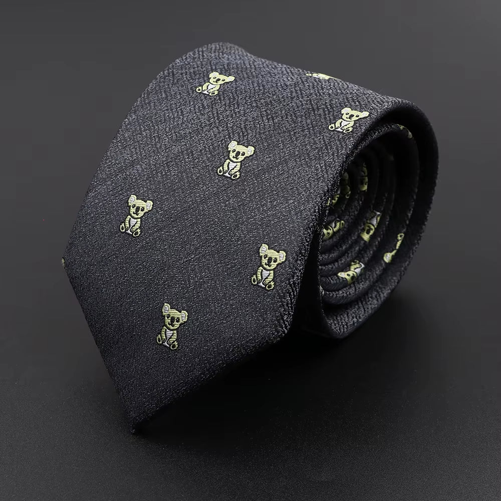 New Casual Men'S Ties Dog Lion Bear Horse Flower Pattern Red Blue Jacquard Necktie for Men Wedding Groom Business Accessories