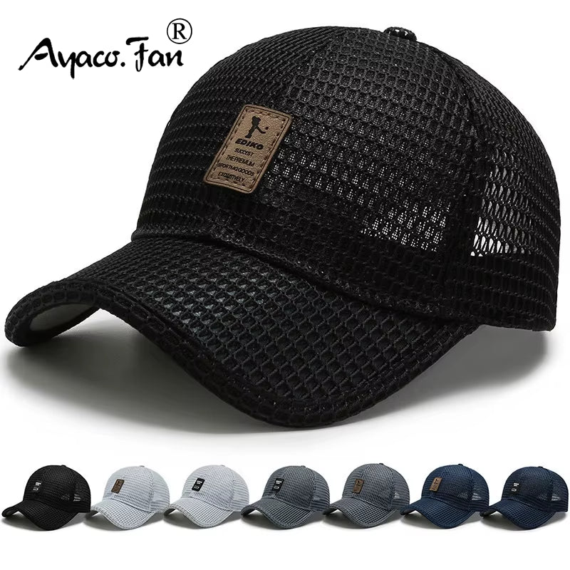 2021 Summer Women Men Mesh Baseball Cap Solid Snapback Label Stick Sunhat Outdoor Breathable Hip Hop Baseball Hats Casquette