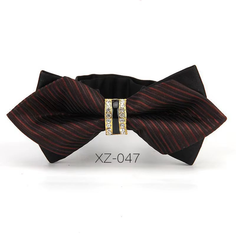 Luxury Boutique Fashion Metal Bow Ties for Men Bowtie Women Wedding Party Butterfly Bowties Gravata Slim Blue Burgundy