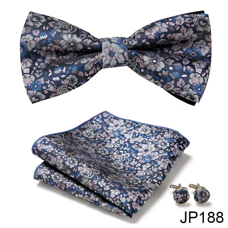 Slim Tie Set Men Bow Tie and Pocket Square Bowtie Necktie Cravate Handkerchief Man Corbatas Hombre Pajarita Fit Wedding