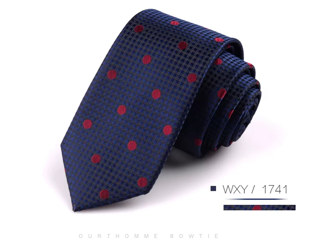 Fashion Neckties Classic Men'S Striped Retra Navy Bule Red Business Wedding Ties Jacquard Woven Silk Men Solid Tie Neck Ties