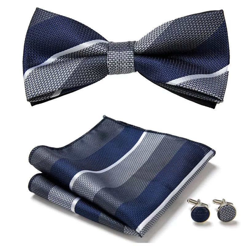 Slim Tie Set Men Bow Tie and Pocket Square Bowtie Necktie Cravate Handkerchief Man Corbatas Hombre Pajarita Fit Wedding