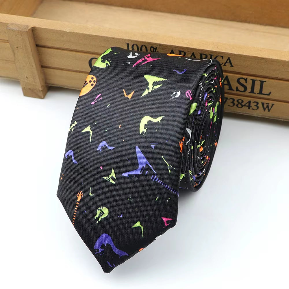 New Style Men'S Fashion Neckties Helloween Festival Christmas Tie Soft Designer Character Necktie Music Score Piano Guitar