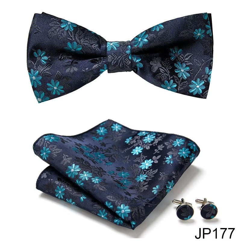 Slim Tie Set Men Bow Tie and Pocket Square Bowtie Necktie Cravate Handkerchief Man Corbatas Hombre Pajarita Fit Wedding