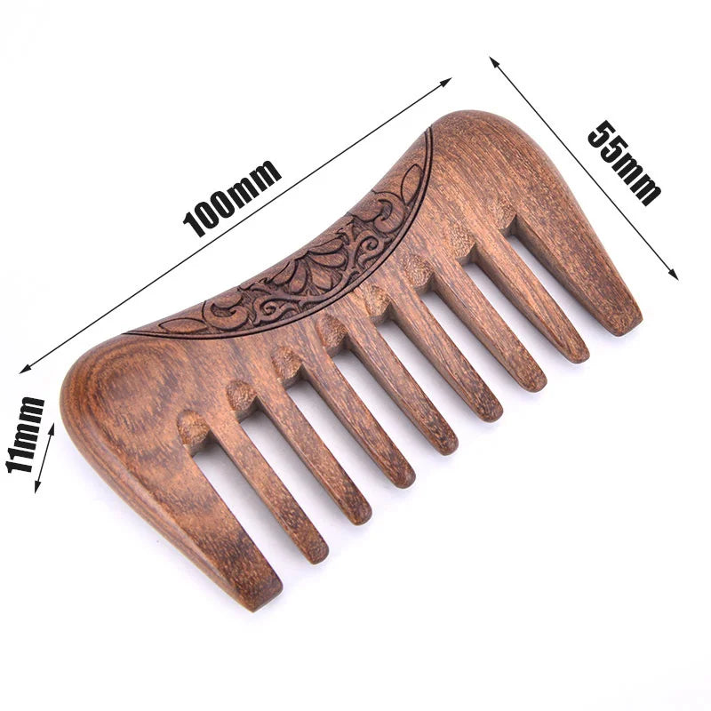 "Revitalize Your Hair with Our Natural Ebony Anti-Static Massage Comb - Portable, Wide-Toothed, and Made from Solid Wood!"