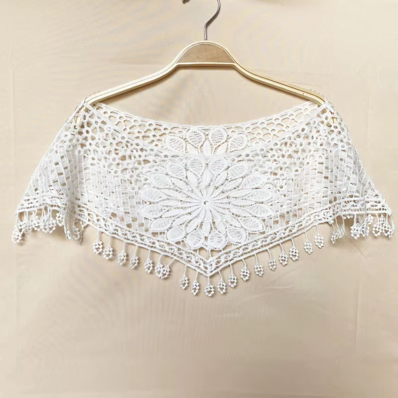 Summer Knitted Hollow Thin Lace Fake Collar Shawl Pullover Short Suspender Skirt False Collar Detachable Collars Sun Protection