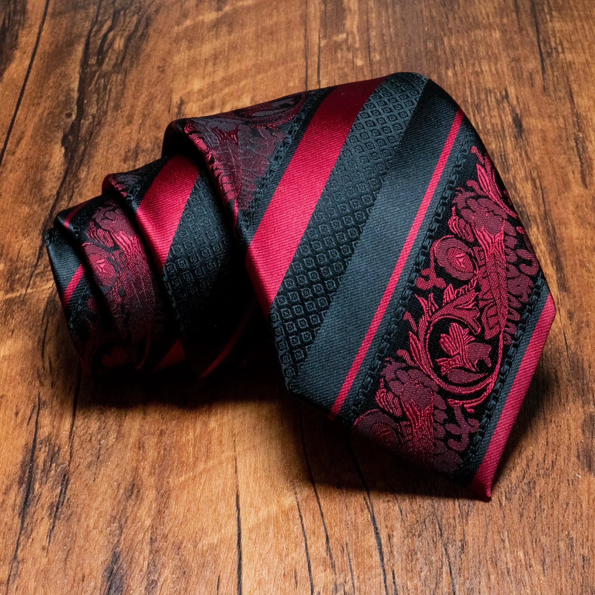 Original Design Classic Mens Floral Striped Necktie 8Cm Silk Ties for Men Red Gravata Wedding Business Accessories