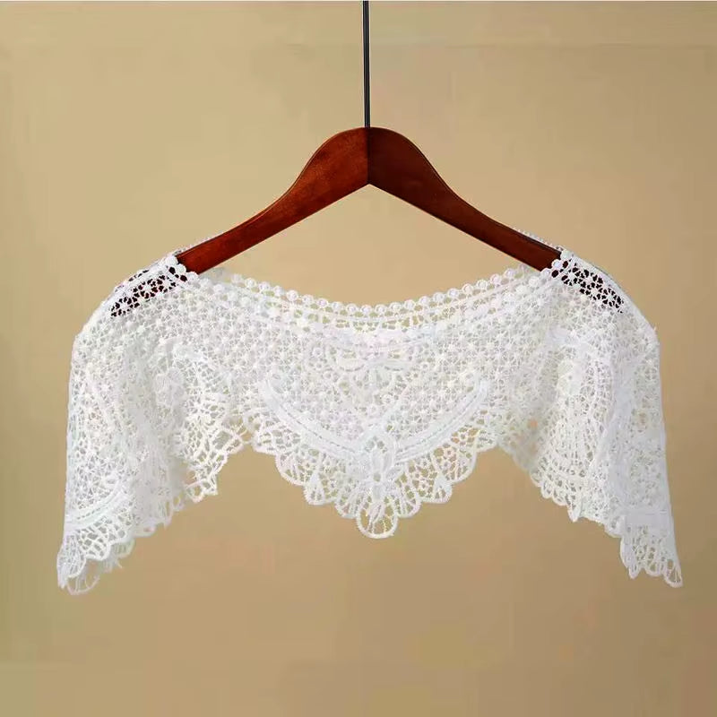 Summer Knitted Hollow Thin Lace Fake Collar Shawl Pullover Short Suspender Skirt False Collar Detachable Collars Sun Protection