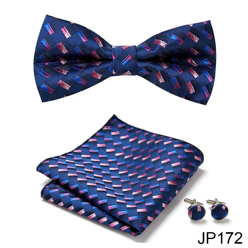 Slim Tie Set Men Bow Tie and Pocket Square Bowtie Necktie Cravate Handkerchief Man Corbatas Hombre Pajarita Fit Wedding