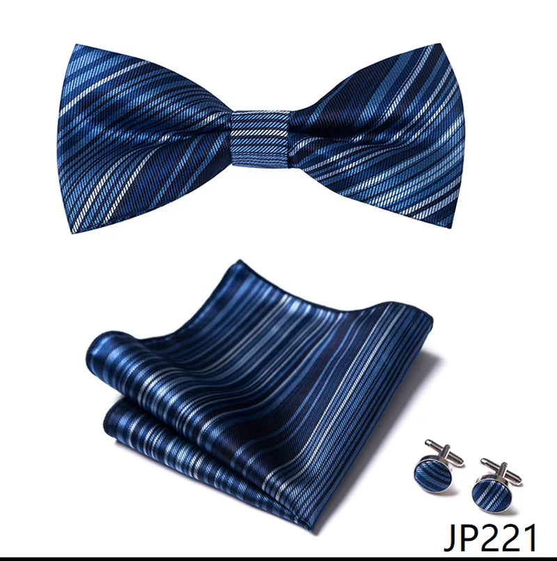 Slim Tie Set Men Bow Tie and Pocket Square Bowtie Necktie Cravate Handkerchief Man Corbatas Hombre Pajarita Fit Wedding