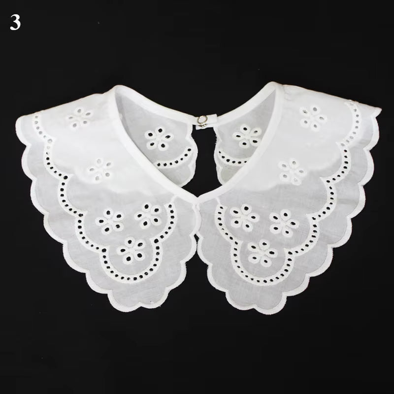 Hollow Fake Collar Embroidered Flowers Fake Collar Cotton White Shawl Doll False Collar Decorative Shirt Collar Detachable Shawl