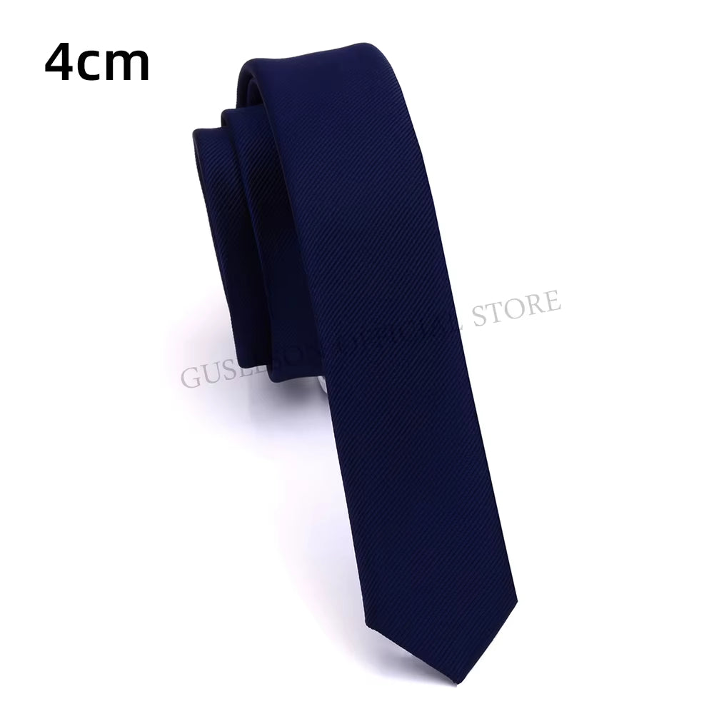 GUSLESON Quality Casual 4Cm Slim Solid Tie Red Yellow Green Ties Handmade Fashion Men Woven Skinny Necktie for Wedding Party