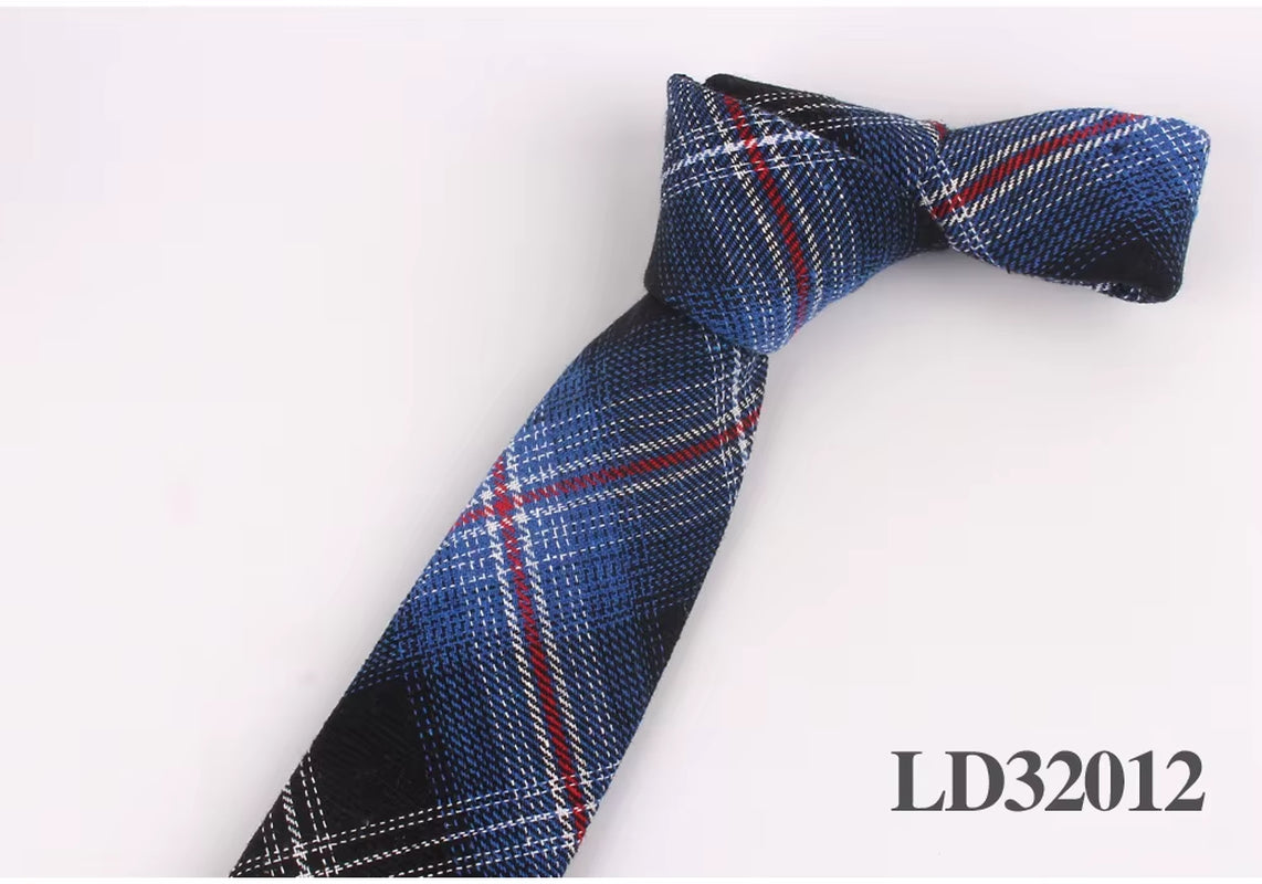 New Plaid Cotton Ties Skinny Causal Neck Tie for Men Suits Mens Slim Necktie for Business Cravats 7Cm Width Groom Neckties