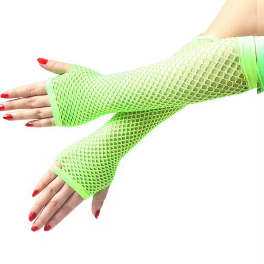 Solid Color High Quality Fingerless Short Fishnet Gloves Fish Net Black Fancy Party Dance Club Nylon Spandex Mesh Short Gloves