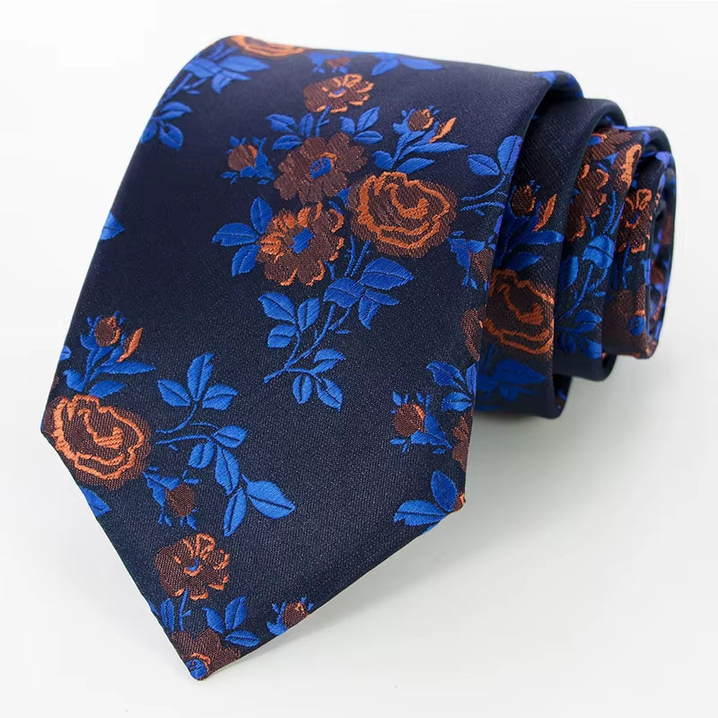 New Designs Classic Silk Men Tie Floral Rose 8Cm Red Jacquard Necktie Gravata Ties for Men Formal Wear Business Wedding