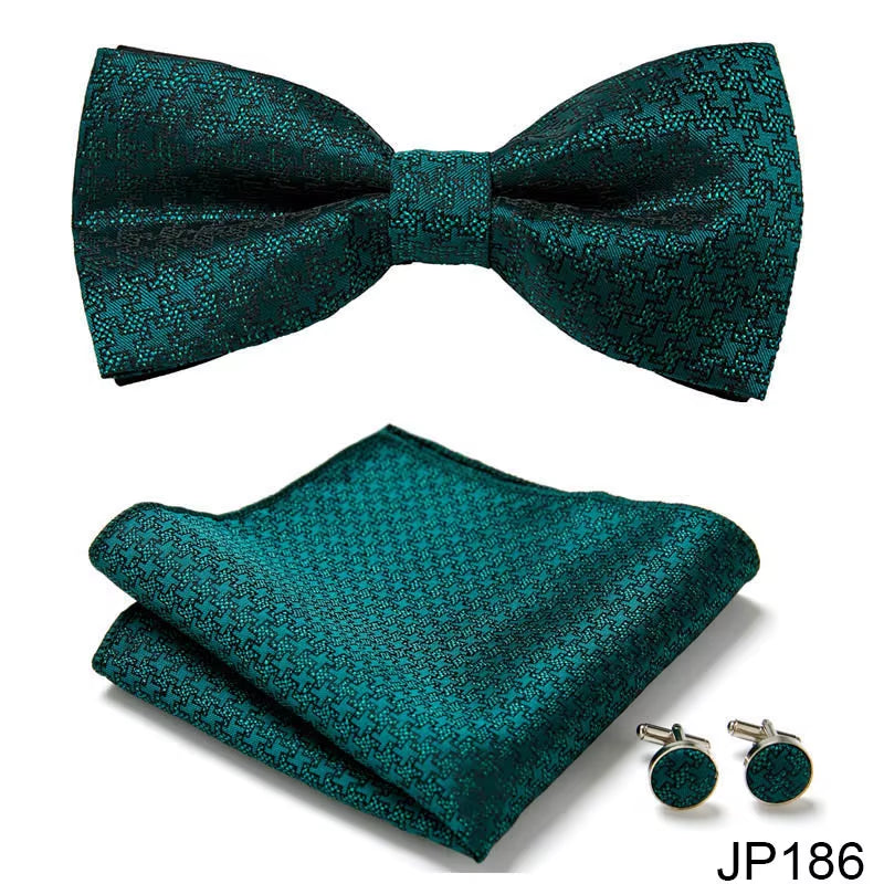 Slim Tie Set Men Bow Tie and Pocket Square Bowtie Necktie Cravate Handkerchief Man Corbatas Hombre Pajarita Fit Wedding