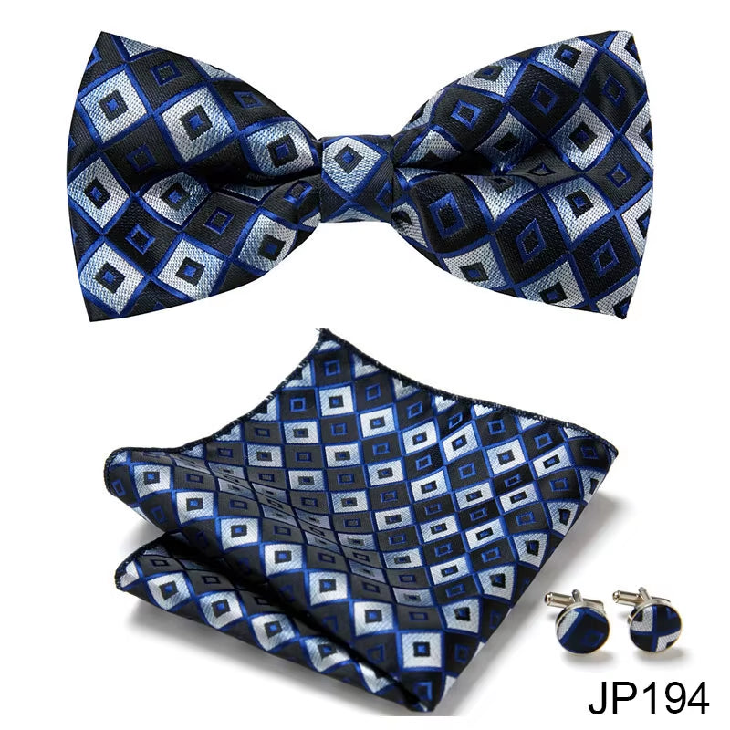 Slim Tie Set Men Bow Tie and Pocket Square Bowtie Necktie Cravate Handkerchief Man Corbatas Hombre Pajarita Fit Wedding