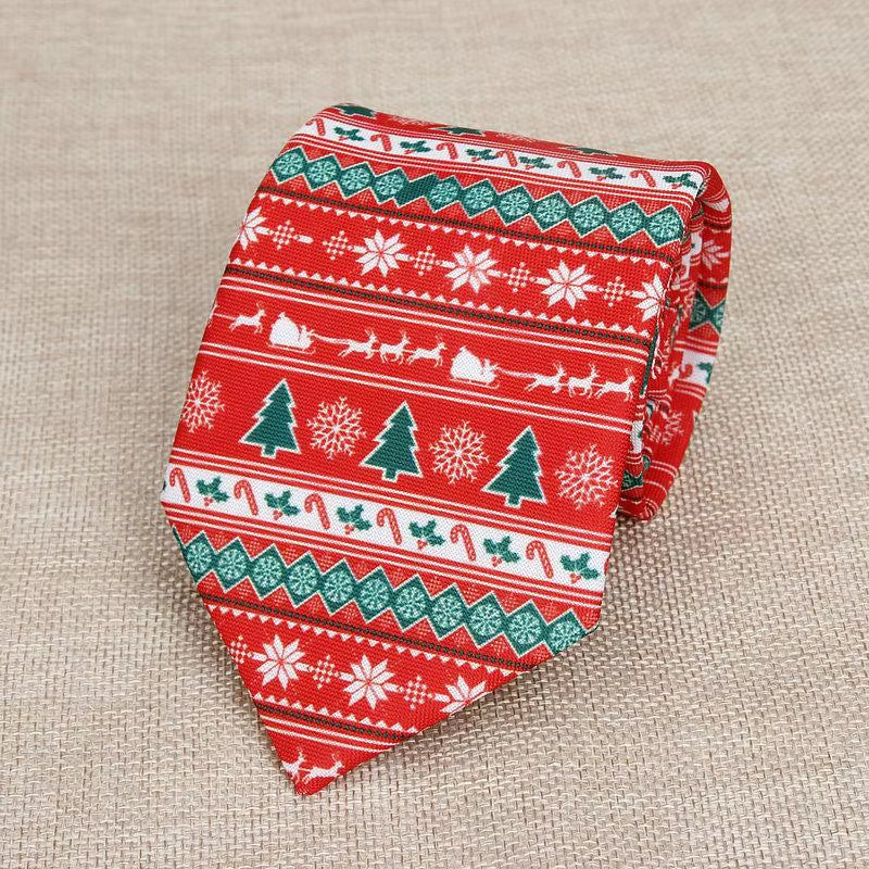 Hot New Sell Christmas Tie Men'S Fashion Casual Snowflake Print Polyester Neck Ties for Man Professional Pattern Necktie 8Cm