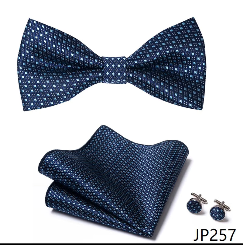 Slim Tie Set Men Bow Tie and Pocket Square Bowtie Necktie Cravate Handkerchief Man Corbatas Hombre Pajarita Fit Wedding